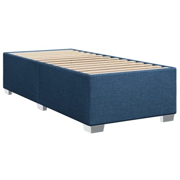 vidaXL Κρεβάτι Boxspring με Στρώμα Μπλε 90x190cmΥφασμάτινο 1 τεμ. - Μονό