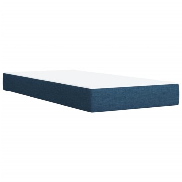 vidaXL Κρεβάτι Boxspring με Στρώμα Μπλε 90x190cmΥφασμάτινο 1 τεμ. - Μονό