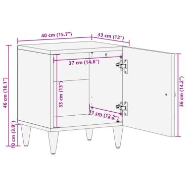 vidaXL Κομοδίνο 40x33x46cm από Μασίφ Ξύλο Μάνγκο 1 τεμ.