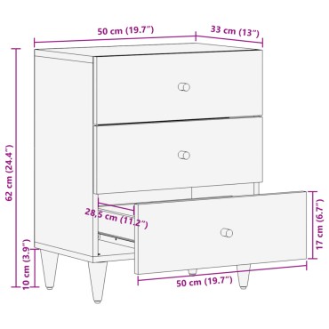 vidaXL Κομοδίνο 50x33x62cm από Μασίφ Ξύλο Μάνγκο 1 τεμ.