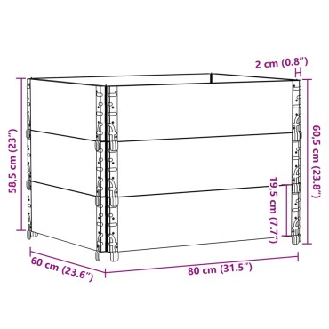 vidaXL Κολάρα Παλέτας 3 τεμ. Μαύρο 80 x 60 εκ. από Μασίφ Ξύλο Πεύκου