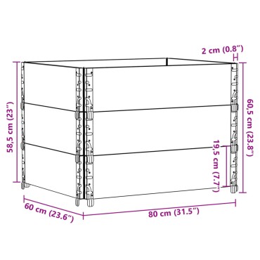 vidaXL Κολάρα Παλέτας 3 τεμ. 80 x 60 εκ. από Μασίφ Ξύλο Πεύκου