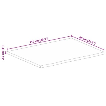 vidaXL Επιφάνεια Τραπεζιού 110x80x2,5cm Live Edge Μασίφ Ξύλο Μάνγκο 1 τεμ.