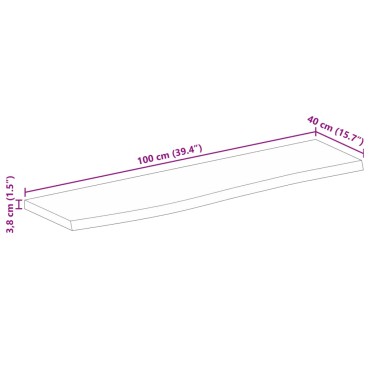 vidaXL Επιφάνεια Τραπεζιού 100x40x3,8cm Live Edge Μασίφ Ξύλο Μάνγκο 1 τεμ.