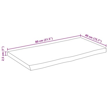 vidaXL Επιφάνεια Τραπεζιού 80x40x2,5cm Live Edge Μασίφ Ξύλο Μάνγκο 1 τεμ.