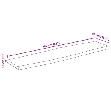 vidaXL Επιφάνεια Τραπεζιού 160x40x2,5cm Live Edge Μασίφ Ξύλο Μάνγκο 1 τεμ.