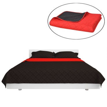 131552 vidaXL Double-sided Quilted Bedspread Red and Black 170x210 cm