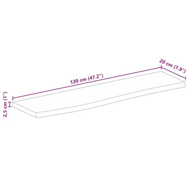 vidaXL Επιφάνεια Τραπεζιού 120x20x2,5cm Live Edge Μασίφ Ξύλο Μάνγκο 1 τεμ.