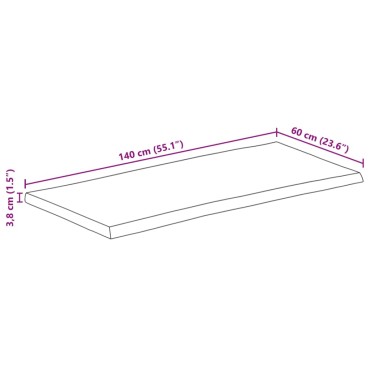 vidaXL Επιφάνεια Τραπεζιού 140x60x3,8cm Live Edge Μασίφ Ξύλο Μάνγκο 1 τεμ.