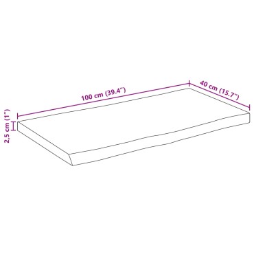 vidaXL Επιφάνεια Τραπεζιού 100x40x2,5cm Live Edge Μασίφ Ξύλο Μάνγκο 1 τεμ.