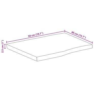 vidaXL Επιφάνεια Τραπεζιού 50x40x2,5cm Live Edge Μασίφ Ξύλο Μάνγκο 1 τεμ.