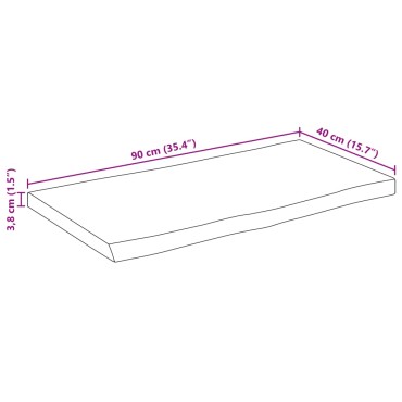 vidaXL Επιφάνεια Τραπεζιού 90x40x3,8cm Live Edge Μασίφ Ξύλο Μάνγκο 1 τεμ.