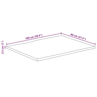 vidaXL Επιφάνεια Τραπεζιού 100x80x2,5cm Live Edge Μασίφ Ξύλο Μάνγκο 1 τεμ.