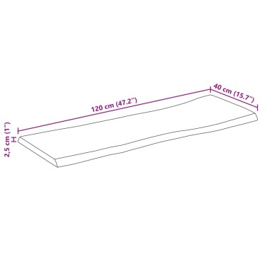 vidaXL Επιφάνεια Τραπεζιού 120x40x2,5cm Live Edge Μασίφ Ξύλο Μάνγκο 1 τεμ.