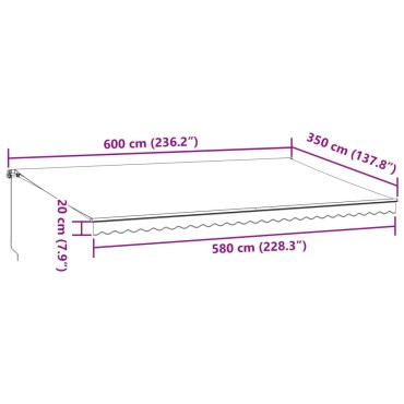 vidaXL Τέντα Πτυσσόμενη Χειροκίνητη Μπορντό 600x350 εκ.