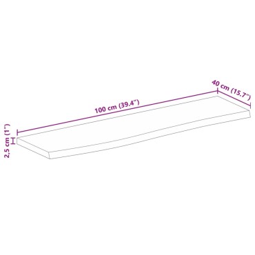 vidaXL Επιφάνεια Τραπεζιού 100x40x2,5cm Live Edge Μασίφ Ξύλο Μάνγκο 1 τεμ.