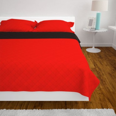 131553 vidaXL Double-sided Quilted Bedspread Red and Black 220x240 cm