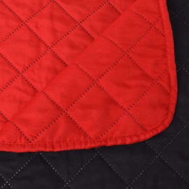 131553 vidaXL Double-sided Quilted Bedspread Red and Black 220x240 cm