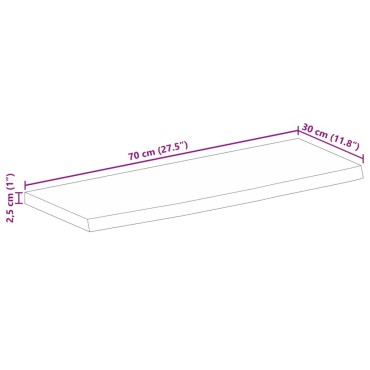 vidaXL Επιφάνεια Τραπεζιού 70x30x2,5cm Live Edge Μασίφ Ξύλο Μάνγκο 1 τεμ.