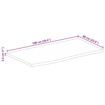 vidaXL Επιφάνεια Τραπεζιού 100x60x2,5cm Live Edge Μασίφ Ξύλο Μάνγκο 1 τεμ.