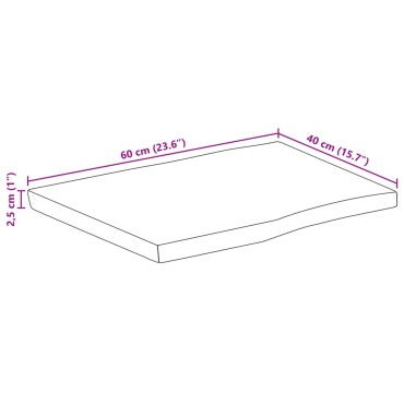 vidaXL Επιφάνεια Τραπεζιού 60x40x2,5cm Live Edge Μασίφ Ξύλο Μάνγκο 1 τεμ.