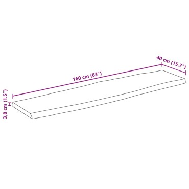 vidaXL Επιφάνεια Τραπεζιού Ορθογώνια 160x40x3,8cm Μασίφ Ξύλο Ακακίας 1 τεμ.