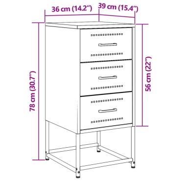 vidaXL Κομοδίνα 2 τεμ. Μαύρα 36x39x78cm Χάλυβα