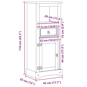 vidaXL Ντουλάπι Μπάνιου Corona 45x33x110cm από Μασίφ Ξύλο Πεύκου