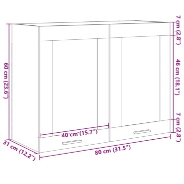 vidaXL Ντουλάπι Κρεμαστό με Τζάμι Sonoma Δρυς 80x31x60cm Μοριοσανίδα 1 τεμ.