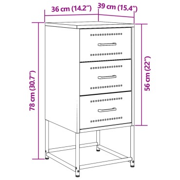 vidaXL Κομοδίνο Ροζ 36x39x78cm από Χάλυβα 1 τεμ.