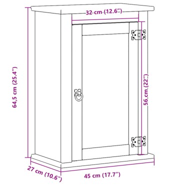 vidaXL Ντουλάπι Μπάνιου Επιτ. Corona 45x27x64,5cm Μασίφ Ξύλο Πεύκου