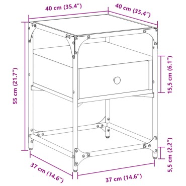 vidaXL Κομοδίνο Μαύρο 40x40x55cm από Επεξεργασμένο Ξύλο 1 τεμ.