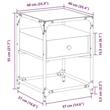 vidaXL Κομοδίνο Sonoma Δρυς 40x40x55cm από Επεξεργασμένο Ξύλο 1 τεμ.