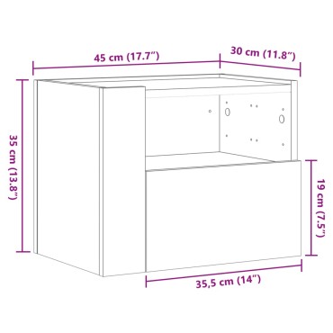 vidaXL Κομοδίνα Επιτοίχιο Sonoma Δρυς 45x30x35cm 1 τεμ.