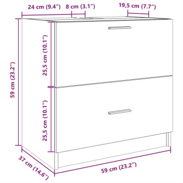 vidaXL Ντουλάπι Νιπτήρα Μαύρο 59x37x59cm Επεξεργασμένο Ξύλο 1 τεμ.