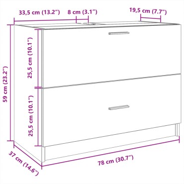 vidaXL Ντουλάπι Νιπτήρα Μαύρο 78x37x59cm Επεξεργασμένο Ξύλο 1 τεμ.