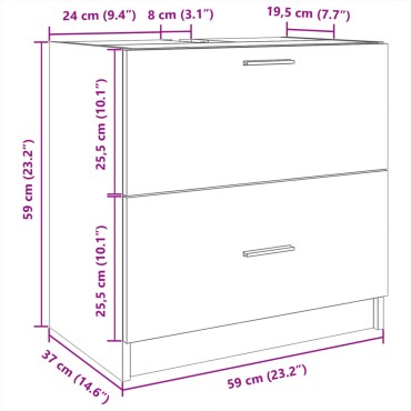 vidaXL Ντουλάπι Νιπτήρα Καφέ Δρυς 59x37x59cm Επεξεργασμένο Ξύλο 1 τεμ.