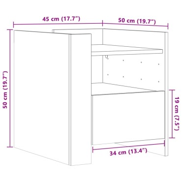 vidaXL Κομοδίνο Sonoma Δρυς 45x50x50cm από Επεξεργασμένο Ξύλο 1 τεμ.