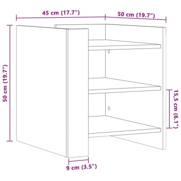 vidaXL Κομοδίνο Sonoma Δρυς 45x50x50cm από Επεξεργασμένο Ξύλο 1 τεμ.