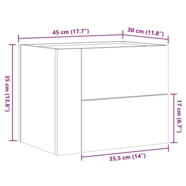 vidaXL Κομοδίνα Επιτοίχια 2 τεμ. Καφέ Δρυς 45x30x35cm