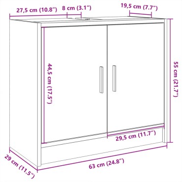 vidaXL Ντουλάπι Νιπτήρα Sonoma Δρυς 63x29x55cm Επεξεργασμένο Ξύλο 1 τεμ.