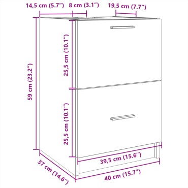 vidaXL Ντουλάπι Νιπτήρα Καφέ Δρυς 40x37x59cm Επεξεργασμένο Ξύλο 1 τεμ.