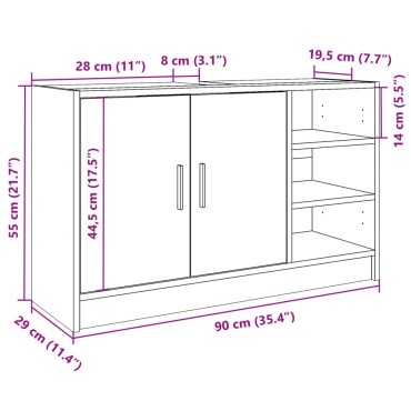 vidaXL Ντουλάπι Νιπτήρα Sonoma Δρυς 90x29x55cm από Επεξεργασμένο Ξύλο 1 τεμ.