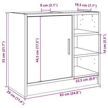 vidaXL Ντουλάπι Νιπτήρα Μαύρο 63x29x55cm Επεξεργασμένο Ξύλο 1 τεμ.