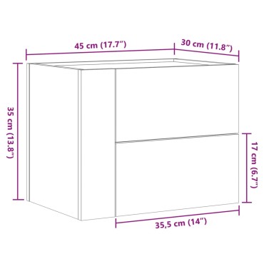 vidaXL Κομοδίνα Επιτοίχια Γκρι Sonoma 45x30x35cm 1 τεμ.