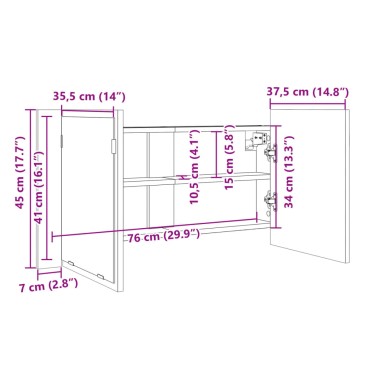 vidaXL Καθρέφτης Ντουλάπι Sonoma Δρυς 90x12x45cm Επεξ. Ξύλο 1 τεμ.