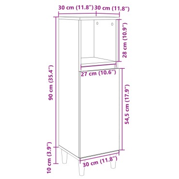 vidaXL Ντουλάπι Μπάνιου Sonoma Δρυς 30x30x100cm Επεξεργασμένο Ξύλο