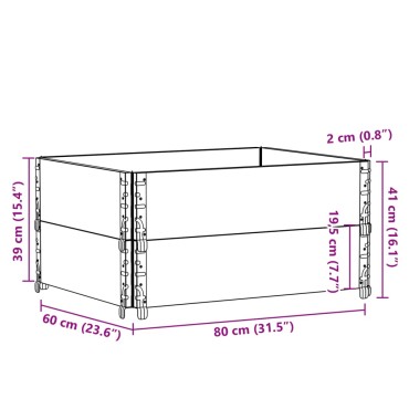 vidaXL Κολάρα Παλέτας 2 τεμ. 80 x 60 εκ. από Μασίφ Ξύλο Πεύκου