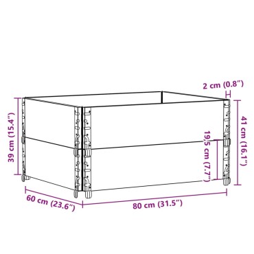 vidaXL Κολάρα Παλέτας 2 τεμ. Γκρι 80 x 60 εκ. από Μασίφ Ξύλο Πεύκου