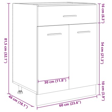 vidaXL Ντουλάπι με Συρτάρι Sonoma Δρυς 60x46x81,5cm Μοριοσανίδα 1 τεμ.